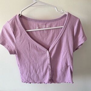 Lavender purple crop top with button detail size small Aeropostale